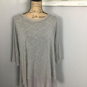 Belldini 1X Grey Bling Top. EUC